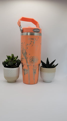 Dandelions Laser Engraved 30oz Double Wall Insulated Tumbler Engraved Tumbler Full Wrap Seamless Design, Double Wall Insulated Cup