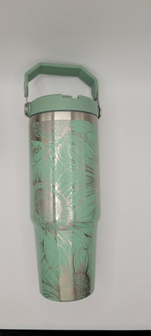 Sunflowers Blooming Garden Laser Engraved 30oz Double Wall Insulated Tumbler Custom Seamless Tumbler