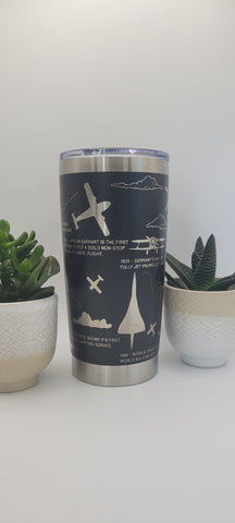 Airplane, aviation, Pilot Laser Engraved 20oz Double Wall Insulated Tumbler Travel mug,Seamless Tumbler ,Gift for plane spotter