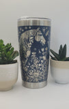 Horse and flowers Laser Engraved 20oz Double Wall Insulated Tumbler Travel mug,Seamless Tumbler ,Gift for daughter, niece, Friend