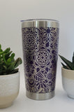 Mandala Laser Engraved 20oz Double Wall Insulated Tumbler Travel mug,Seamless Tumbler ,Gift for Mum, Aunty, Daughter, Friend, Teacher