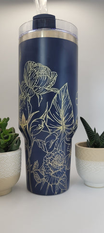 Calla Lilies and Roses floral 40oz Double Wall Insulated Tumbler with Handles Gift for mom, Granny, sister, Niece, Teacher gift, Garden gift