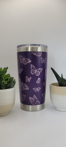 Butterflies gift Laser Engraved 20oz Double Wall Insulated Tumbler Travel mug,Seamless Tumbler ,Gift for mum,daughter, sisiter