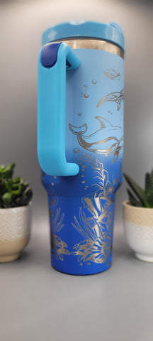 Dolphin, under the sea, ocean theme 40oz Double Wall Insulated Tumbler with Handles Gift for mom, Granny, sister, Teacher gift