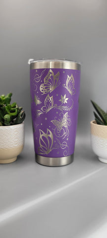 Mystic Butterflies Laser Engraved 20oz Double Wall Insulated Tumbler Travel mug,Seamless Tumbler ,Gift for mum,daughter, sisiter