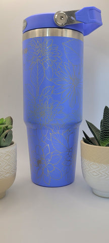 Dahlias Blooming Garden Laser Engraved 30oz Double Wall Insulated Tumbler Custom Seamless Tumbler