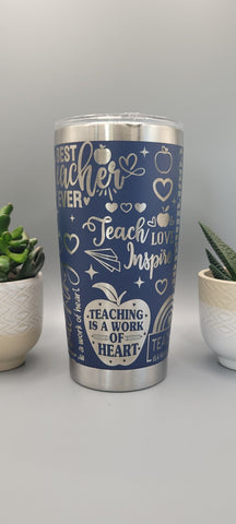 Teacher Gift, Best Teacher Laser Engraved 20oz Double Wall Insulated Tumbler Travel mug, Gift for Teacher, Leavers Gift