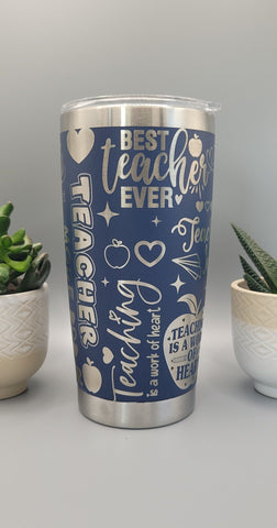 Teacher Gift, Best Teacher Laser Engraved 20oz Double Wall Insulated Tumbler Travel mug, Gift for Teacher, Leavers Gift