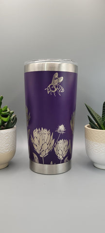 Protea Floral gift Laser Engraved 20oz Double Wall Insulated Tumbler Travel mug, Gift for mum,daughter, sister, Teacher