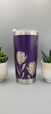 Protea Floral gift Laser Engraved 20oz Double Wall Insulated Tumbler Travel mug, Gift for mum,daughter, sister, Teacher