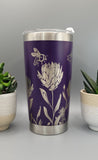 Protea Floral gift Laser Engraved 20oz Double Wall Insulated Tumbler Travel mug, Gift for mum,daughter, sister, Teacher