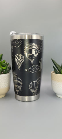 Hot air Ballon, aviator, pilot Adventure Laser Engraved 20oz Double Wall Insulated Tumbler Travel mug, Gift for dad, pilot