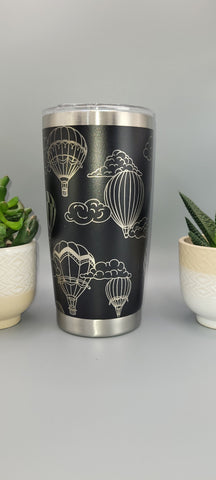 Hot air Ballon, aviator, pilot Adventure Laser Engraved 20oz Double Wall Insulated Tumbler Travel mug, Gift for dad, pilot