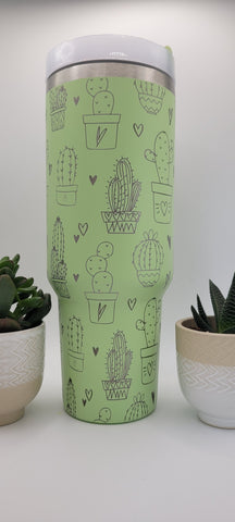 Cactus, Succlent, Flower gift, Floral gift 40oz Double Wall Insulated Tumbler with Handles Gift for mom, Granny, sister, Niece, Teacher gift