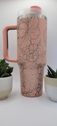 Dahlias, Flower gift 40oz Double Wall Insulated Tumbler with Handles Gift for mom, Granny, sister, Niece, Teacher gift, Garden lover gift