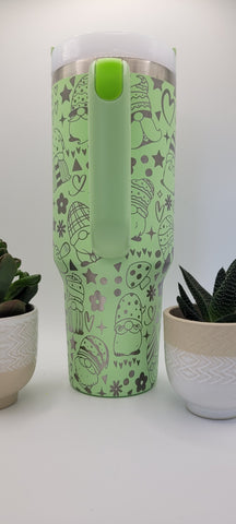 Cute Gnomes ,Flower gift, Hearts gift 40oz Double Wall Insulated Tumbler with Handles Gift for mom, Granny, sister, Niece, Teacher gift