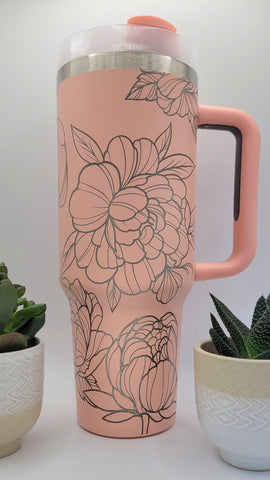 Dahlias, Flower gift 40oz Double Wall Insulated Tumbler with Handles Gift for mom, Granny, sister, Niece, Teacher gift, Garden lover gift