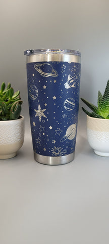 Space, Spaceman, Planets Laser Engraved 20oz Double Wall Insulated Tumbler Travel mug,Seamless Tumbler ,Gift for daughter, niece, Friend