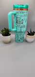 Wild one, dreamer, free soul, western. Teal on copper base  40oz Double Wall Insulated Tumbler with Handles Gift for mom, Granny, sister