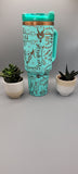 Wild one, dreamer, free soul, western. Teal on copper base  40oz Double Wall Insulated Tumbler with Handles Gift for mom, Granny, sister