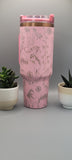 Horses, horse lover, horse riding Pink on copper base  40oz Double Wall Insulated Tumbler with Handles Gift for mom, sister