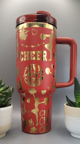 Cheer, cheerleaders, love Cheer 40oz Double Wall Insulated Tumbler with Handles Gift for mom, sister