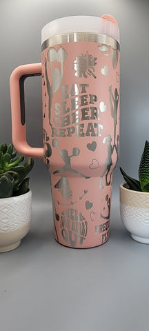 Cheer, cheerleading, love Cheer 40oz Double Wall Insulated Tumbler with Handles Gift for mom, Granny, sister,horse Lover