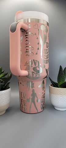 Cheer, cheerleading, love Cheer 40oz Double Wall Insulated Tumbler with Handles Gift for mom, Granny, sister,horse Lover