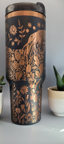 Horse and flowers, Horse Lover, Horseriding 40oz Double Wall Insulated Tumbler with Handles Gift for mom, sister