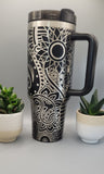 Boho, paisley, henna ,Flower gift, Floral gift 40oz Double Wall Insulated Tumbler with Handles Gift for mom, Granny, sister, Teacher gift