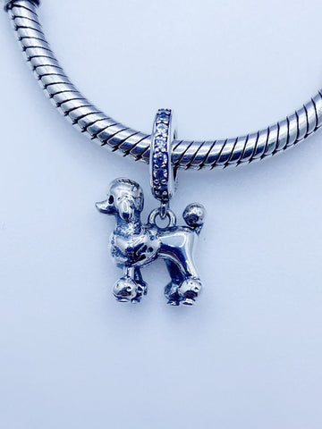 French Poodle dog Dog Charms Fit Bracelets, 925 Sterling Silver, Dog Lover Gift, Dog Jewelry, Dog Keepsake Heart Charm