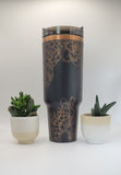 Succulents, Cactus, floral gift Black on copper base  40oz Double Wall Insulated Tumbler with Handles Gift for mom, Granny, sister