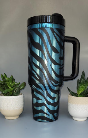 Zebra straps, Safari, Africa, Tiger stripes 40oz Double Wall Insulated Tumbler with Handles Gift for mom, sister