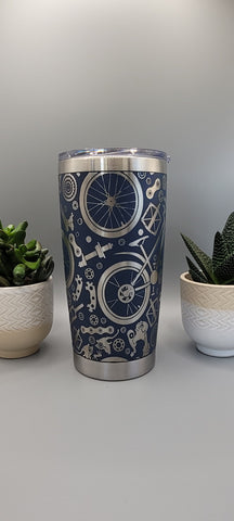 Bike, Bicycle, Cyclist, adventure Laser Engraved 20oz Double Wall Insulated Tumbler Travel mug, Gift for mum,daughter, sister, dad, cycle