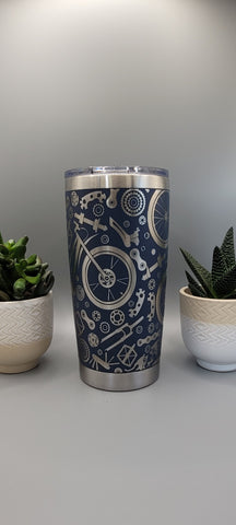 Bike, Bicycle, Cyclist, adventure Laser Engraved 20oz Double Wall Insulated Tumbler Travel mug, Gift for mum,daughter, sister, dad, cycle