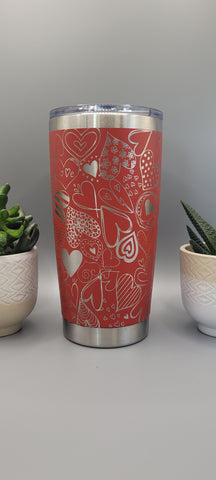 Hearts , Love Laser Engraved 20oz Double Wall Insulated Tumbler Travel mug, Gift for mum,daughter, sister, dad, Valentine