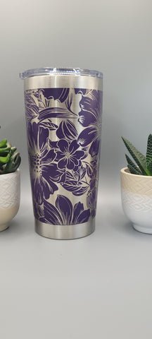 Flowers, Floral gift Laser Engraved 20oz Double Wall Insulated Tumbler Travel mug, Gift for mum,daughter, sister, Teacher