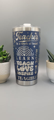 Teacher Gift, Best Teacher Laser Engraved 20oz Double Wall Insulated Tumbler Travel mug, Gift for Teacher, Leavers Gift