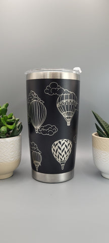 Hot air Ballon, aviator, pilot Adventure Laser Engraved 20oz Double Wall Insulated Tumbler Travel mug, Gift for dad, pilot