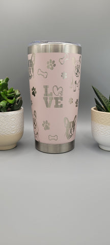 French Bulldog Laser Engraved 20oz Double Wall Insulated Tumbler Travel mug,Seamless Tumbler ,Gift for daughter, niece, Friend