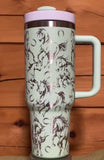 Horses 40oz Double Wall Insulated Tumbler with Handles Gift for mom, Granny, sister, Teacher gift