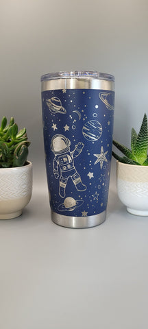 Space, Spaceman, Planets Laser Engraved 20oz Double Wall Insulated Tumbler Travel mug,Seamless Tumbler ,Gift for daughter, niece, Friend