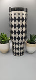 Diamond Pattern, patterned 40oz Double Wall Insulated Tumbler with Handles Gift for mom, sister