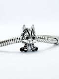 African Zebra Baby Animal Bead Charm Made From Sterling Silver 925 And Enamel - Compatible With European Charm Bracelets