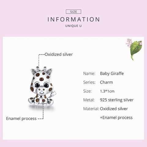 Giraffe 925 Silver Charm Fits European Bracelet , Necklace African Giraffe Charm, Giraffe Charm, European Charm, 925 Charm, Gifts for her