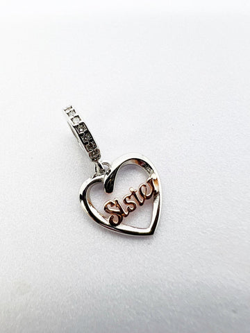 Love You Sister Charm Fits Bracelets, 925 Sterling Silver, Sister Sister Jewelry, Sister Sister Gift, Sister Birthday Gift Keepsake