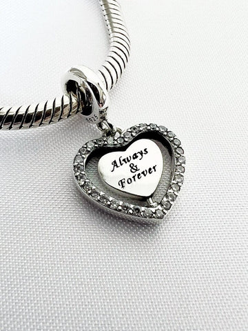 Wife Always & Forever Charm, 925 Sterling Silver, Wife Jewelry, Wife Valentines, Wife Anniversary, Wife Birthday, Wife Pendant