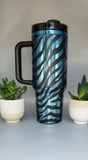 Zebra straps, Safari, Africa, Tiger stripes 40oz Double Wall Insulated Tumbler with Handles Gift for mom, sister