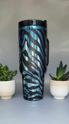 Zebra straps, Safari, Africa, Tiger stripes 40oz Double Wall Insulated Tumbler with Handles Gift for mom, sister