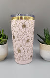 Peonies,  flowers,  Floral Laser Engraved 20oz Double Wall Insulated Tumbler Travel mug,Seamless Tumbler ,Gift for daughter, niece